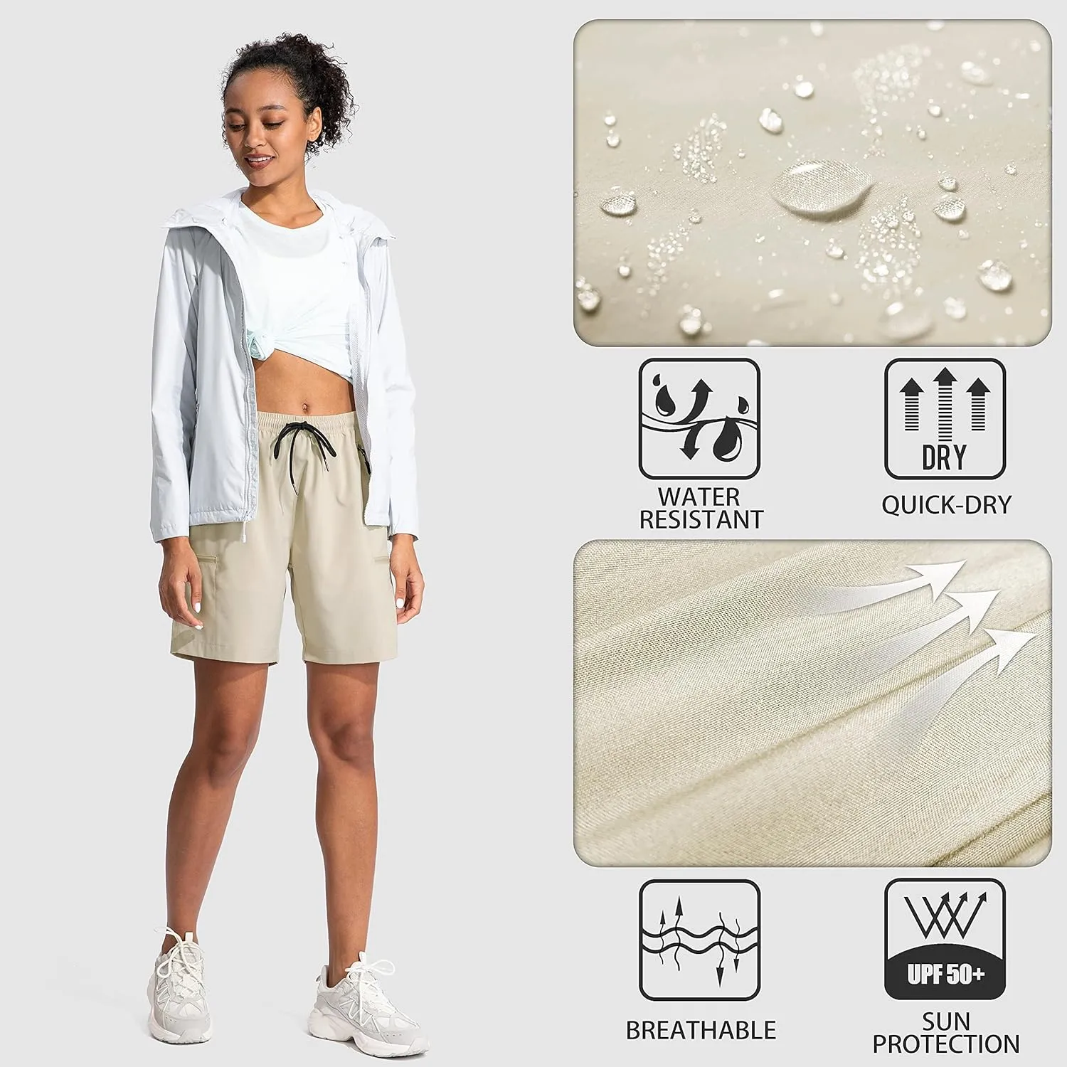 SANTINY Women's 5''/ 7''/9'' Hiking Cargo Shorts Quick Dry Lightweight Summer Shorts for Women Athletic Golf Zipper Pockets