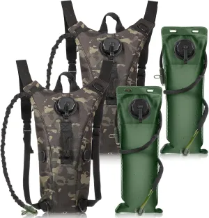 Sanwuta 2 Pcs Hydration Backpack with 3 Liter Water Bladder Tactical Lightweight 17.72 x 7.87 Inch Hydration Pack Backpack Water Backpack Hydration Bag Water Bag for Hiking Running