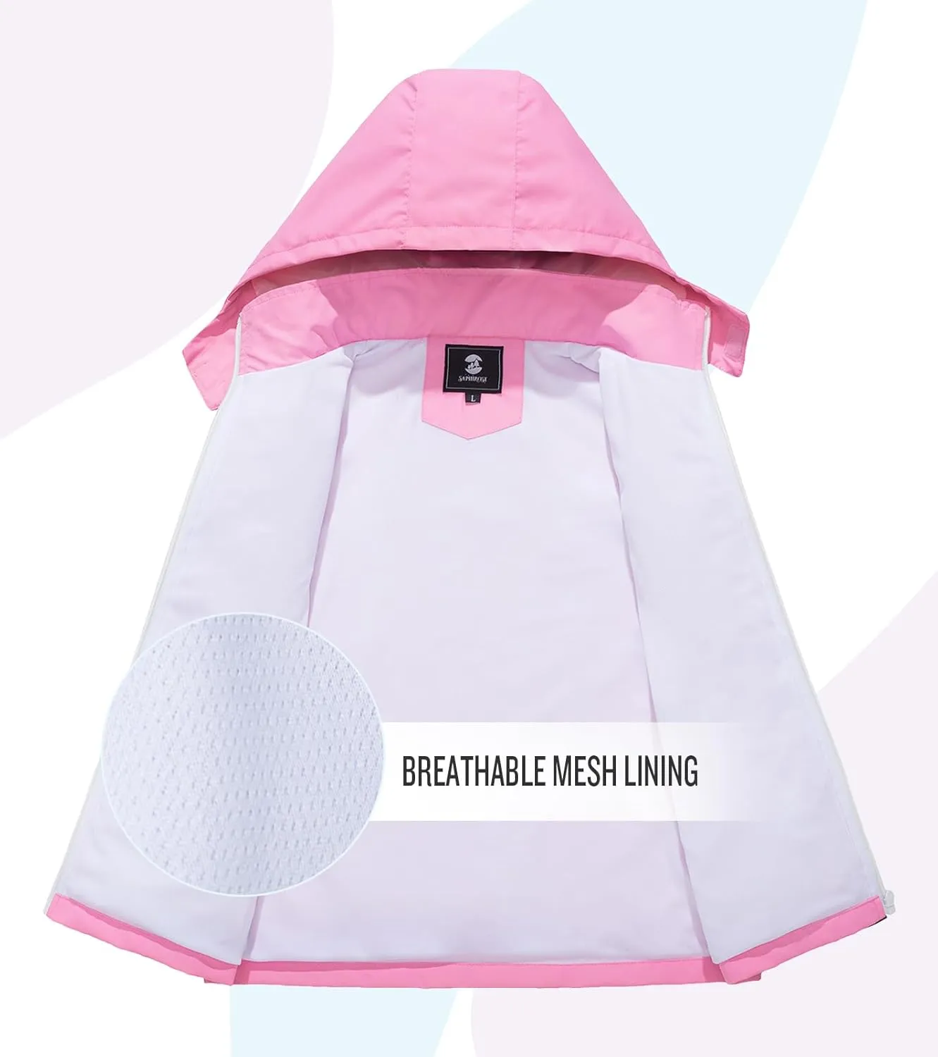 SaphiRose Kids Rain Jacket Waterproof Raincoat Mesh Lined Coat with Removable Hood for Boys Girls