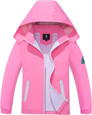 SaphiRose Kids Rain Jacket Waterproof Raincoat Mesh Lined Coat with Removable Hood for Boys Girls