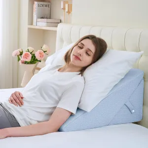 Sasttie Wedge Pillow Headboard, Adjustable Bed Wedge Pillow for After Surgery, Sleeping, Acid Reflux, Neck Pain, Back Pain, and Surgery Recovery, Blue