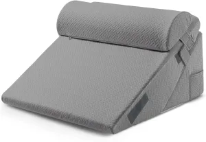 Sasttie Wedge Pillow Set for After Surgery, Adjustable Orthopedic Bed Wedge Pillow Set for After Surgery, Sleeping, Acid Reflux, Back Pain, and Recovery, Dark Grey
