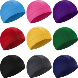 SATINIOR 9 Pieces Cooling Skull Caps Helmet Liner Sweat Beanie Cap Wicking Cycling Running Hat for Men and Women Sports SATINIOR 9 Pieces Cooling Skull Caps Helmet Liner Sweat Beanie Cap Wicking Cycling Running Hat for Men and Women Sports