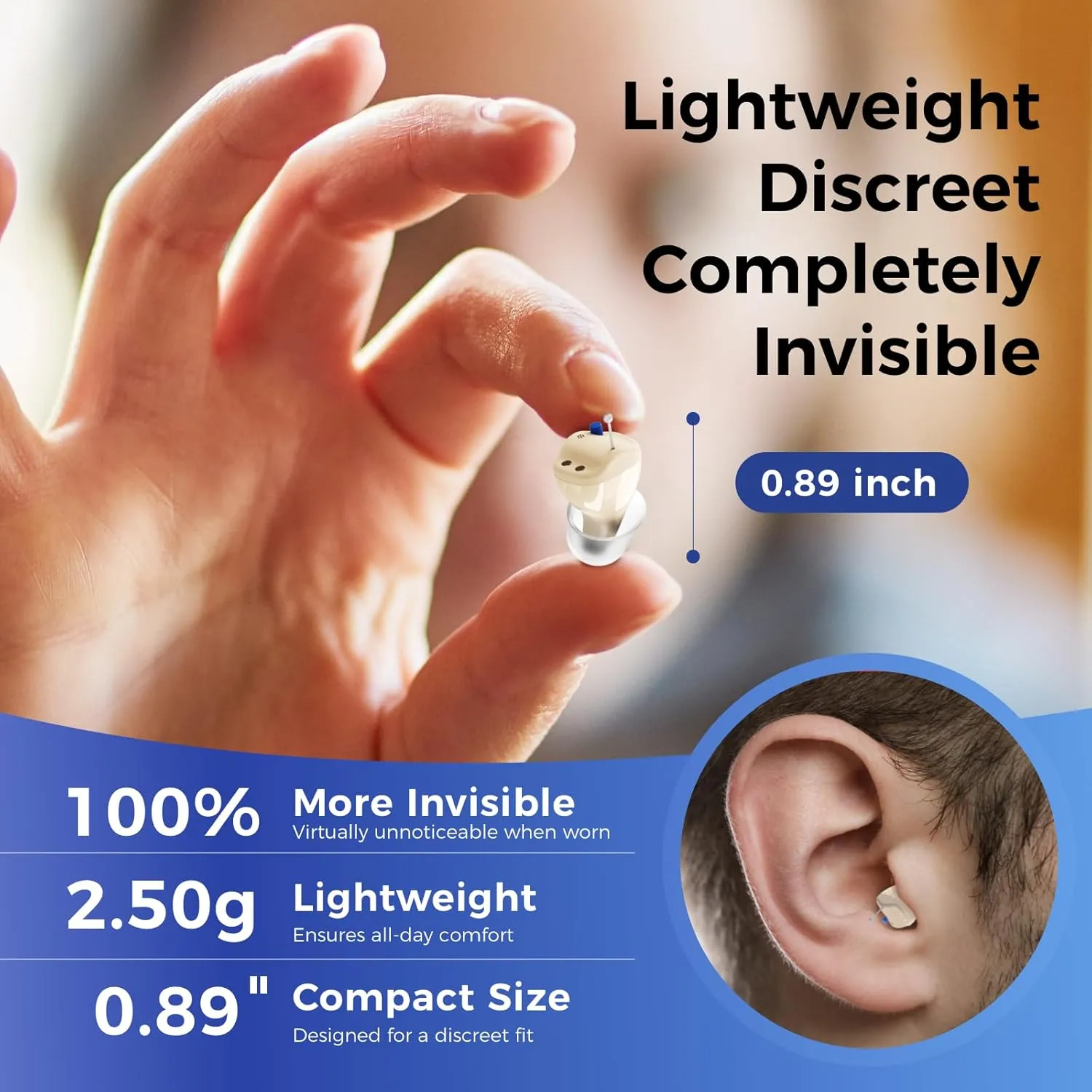 Saturn New 2025 OTC Hearing Aids for Senior & Adult, Rechargeable Amplifiers with Comfort Design, Noise Cancellation for Aid & Assist Hearing, Discreet & Nearly Invisible In-Ear Device