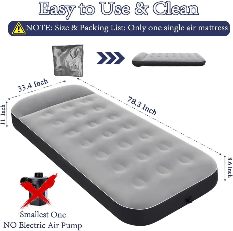 SAYGOGO Camping Air Mattress Travel Bed Sleeping Pad - Leak Proof Inflatable Mattress with Thickened Surface Built-in Pillow Air Bed for Home Camping SUV Truck RV Tent(Updated)