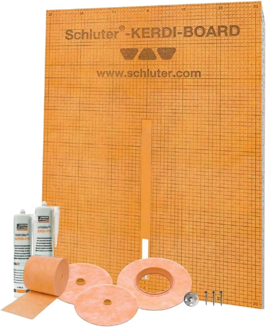 Schluter Kerdi Complete Bathtub and Shower Base Surround Kit with Sealant and Installation Accessories - Waterproof and Vapor Tight - KBKIT