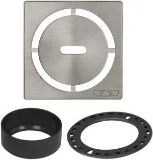 Schluter Kerdi-Drain Grate Kit with Integrated Slope Bonding Flange - Ideal for Bathroom or Wet Rooms - 4" Brushed Nickel Pure, Adjustable - KDIF4GRKEBTD8