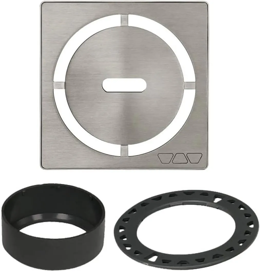 Schluter Kerdi-Drain Grate Kit with Integrated Slope Bonding Flange - Ideal for Bathroom or Wet Rooms - 4" Brushed Nickel Pure, Adjustable - KDIF4GRKEBTD8