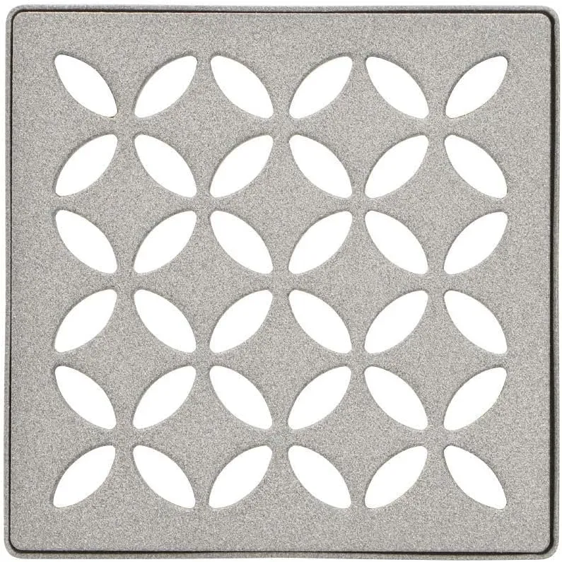 Schluter Kerdi-Drain Grate Kit with Integrated Slope Bonding Flange - Ideal for Bathroom or Wet Rooms - 4" Stone Grey Floral, Adjustable - KDIF4GRKTSSGD5