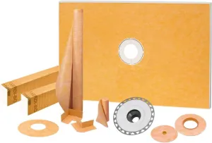 Schluter Kerdi Shower Kit with Shower Tray, Curb, Waterproofing Membrane, Strip & Seals - ABS Plastic, 48" x 72" Tray Size, Center Outlet Position - KSK12201830ABS