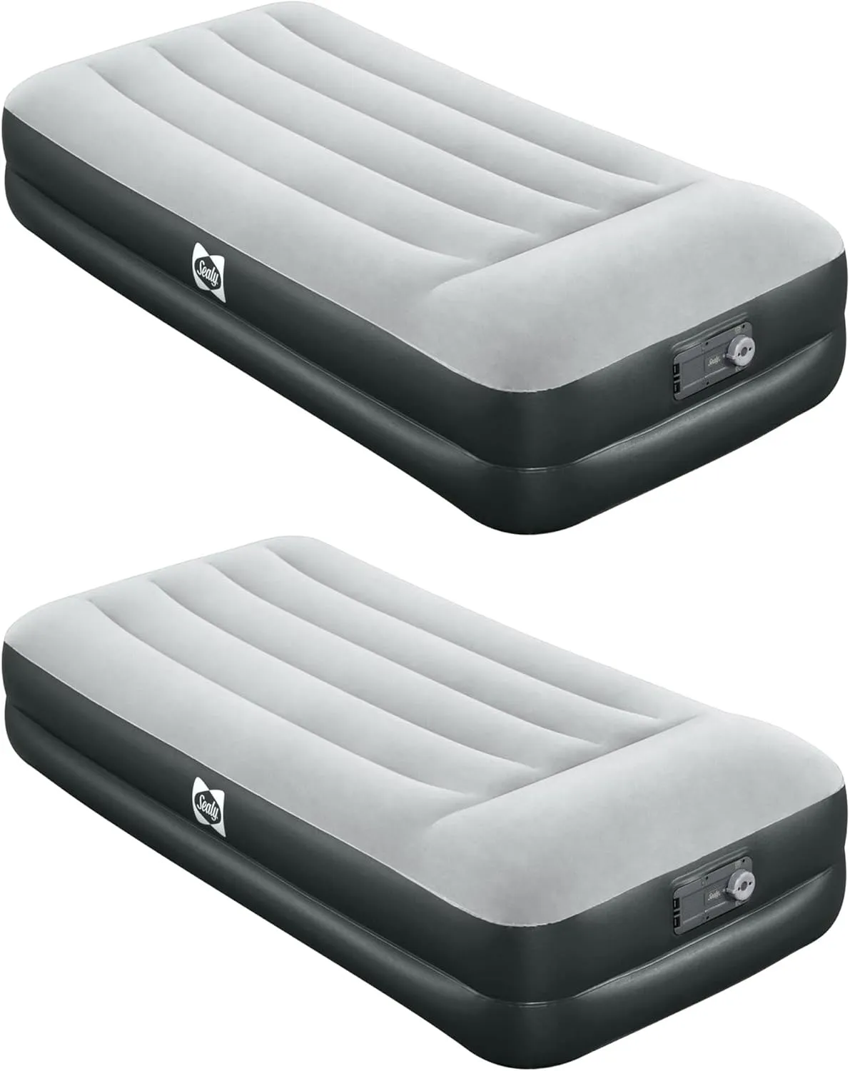 Sealy 2 Pack Tritech 16” Twin Sized Inflatable Air Mattress Bed with Built-in Pump, Storage Bag, and Repair Patch for Indoor and Outdoor Use