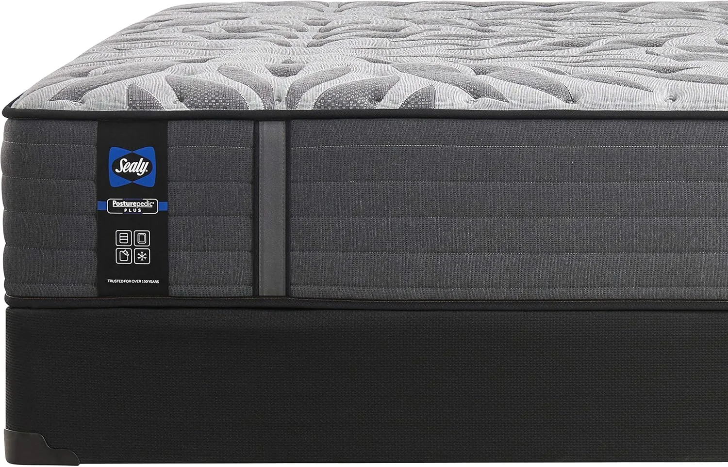 Sealy Posturepedic Plus Mattress with Surface-Guard and 9 Foundation, Tight Top 13-Inch Medium, Queen, Grey