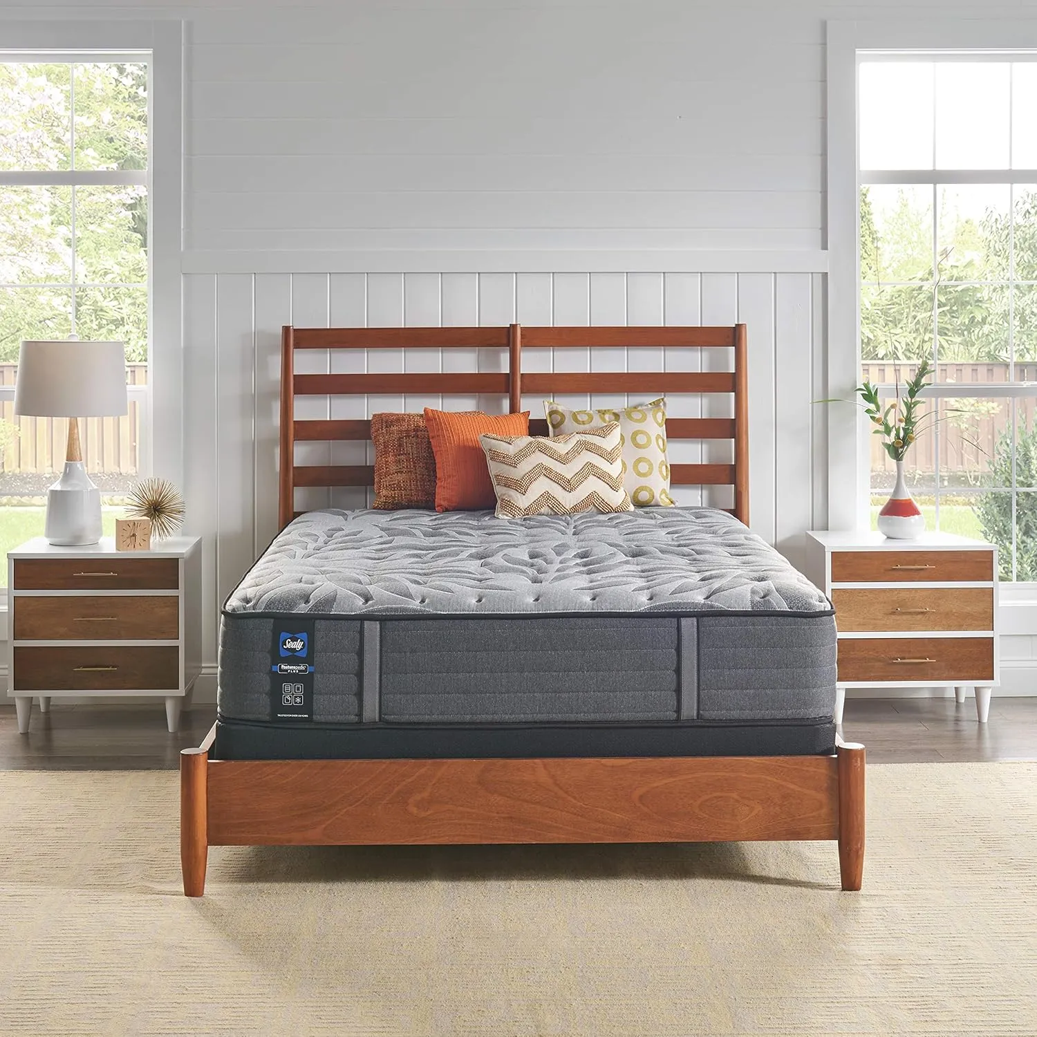 Sealy Posturepedic Plus Mattress with Surface-Guard and 9 Foundation, Tight Top 13-Inch Medium, Queen, Grey