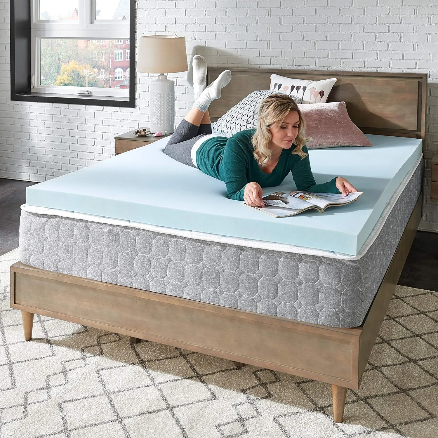 Sealy TrueForm 3" Memory Foam Mattress Topper, Queen Blue
