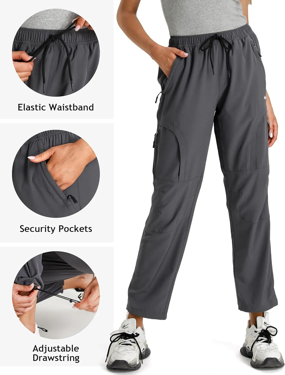 Seamaid Women's Hiking Pants Quick Dry Lightweight Water Resistant Cargo Pants with Zipper Pockets Travel Outdoor