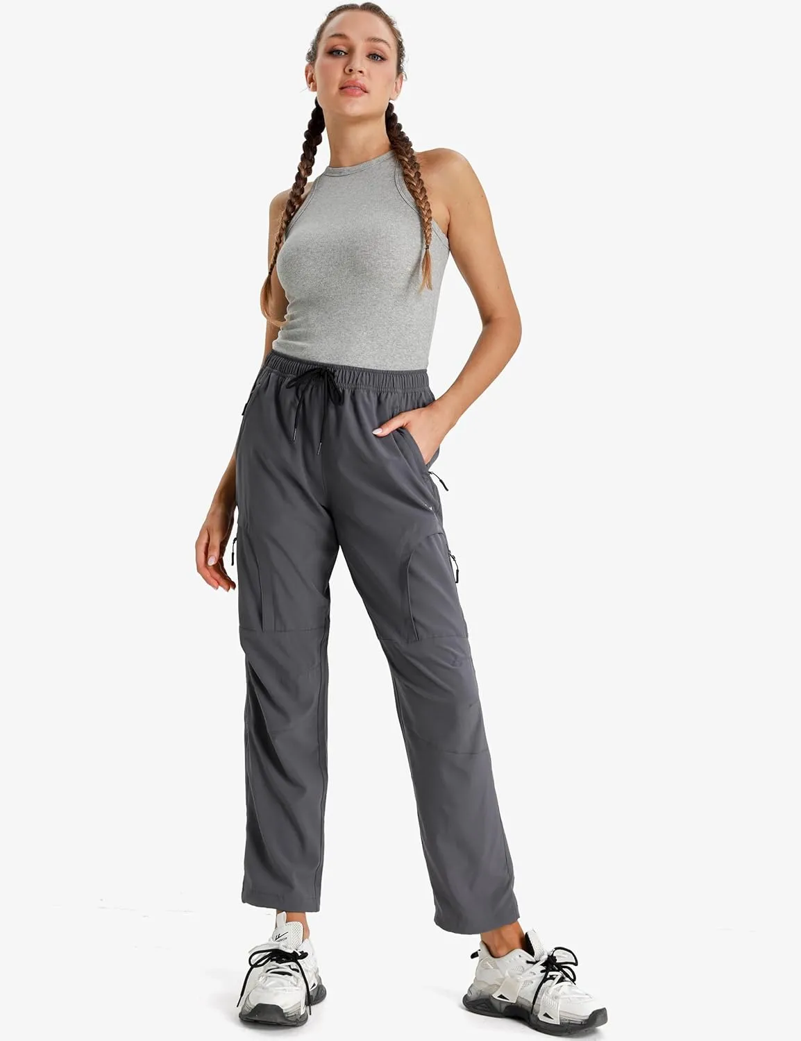 Seamaid Women's Hiking Pants Quick Dry Lightweight Water Resistant Cargo Pants with Zipper Pockets Travel Outdoor