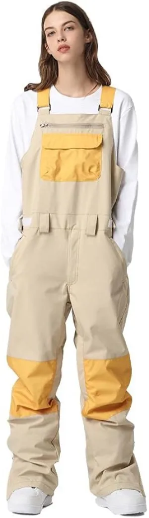 SEARIPE Women and Mens Snow Bibs Adjustable Overalls Pants Wear-resistant Bib Hiking Climbing Insulated Ski Pants