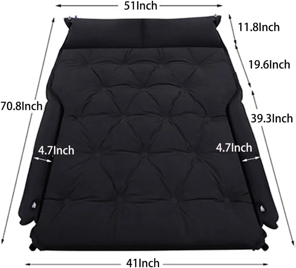 Self-Inflating Car Air Mattress, Self-Inflating Camping Sleeping Mat with Built-in Pillow, Car Bed, Car Sleeping Bed for Home, Outdoor and Travel- Car Bed fits Car, SUV, MPV (Grey)