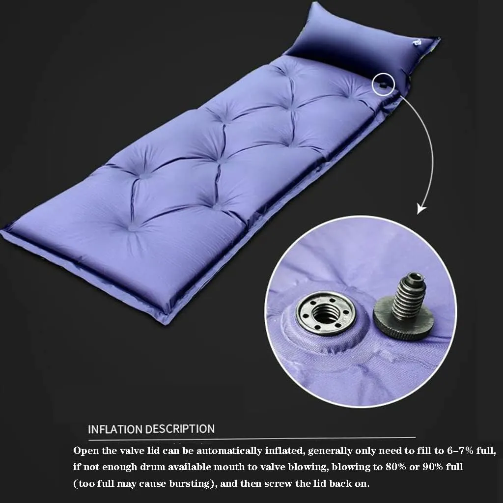 Self-Inflating Pads Single Thickened Tent Sleeping Pad Outdoor Thickened Automatic Inflatable Pad with Pillow Suitable for Camping Camping, Car Travel, Hiking, Beach, Indoor Lunch Break