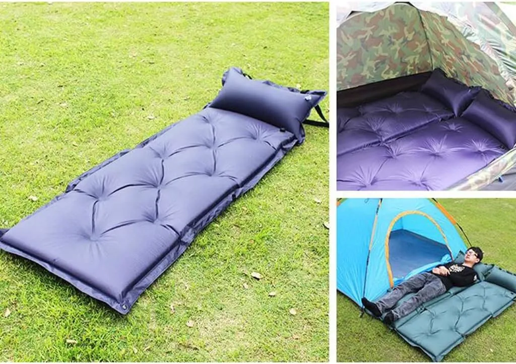 Self-Inflating Pads Single Thickened Tent Sleeping Pad Outdoor Thickened Automatic Inflatable Pad with Pillow Suitable for Camping Camping, Car Travel, Hiking, Beach, Indoor Lunch Break