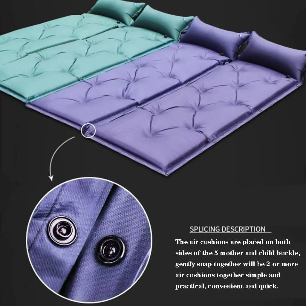 Self-Inflating Pads Single Thickened Tent Sleeping Pad Outdoor Thickened Automatic Inflatable Pad with Pillow Suitable for Camping Camping, Car Travel, Hiking, Beach, Indoor Lunch Break
