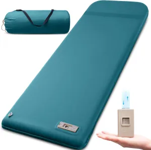 Self Inflating Sleeping Pad with Electric Pump, 3.15" Ultra-Thick Memory Foam Camping Sleeping Mat with Pillow, 9.5 R-Value Insulated Camping Pad Mattress for Travel Car Tent