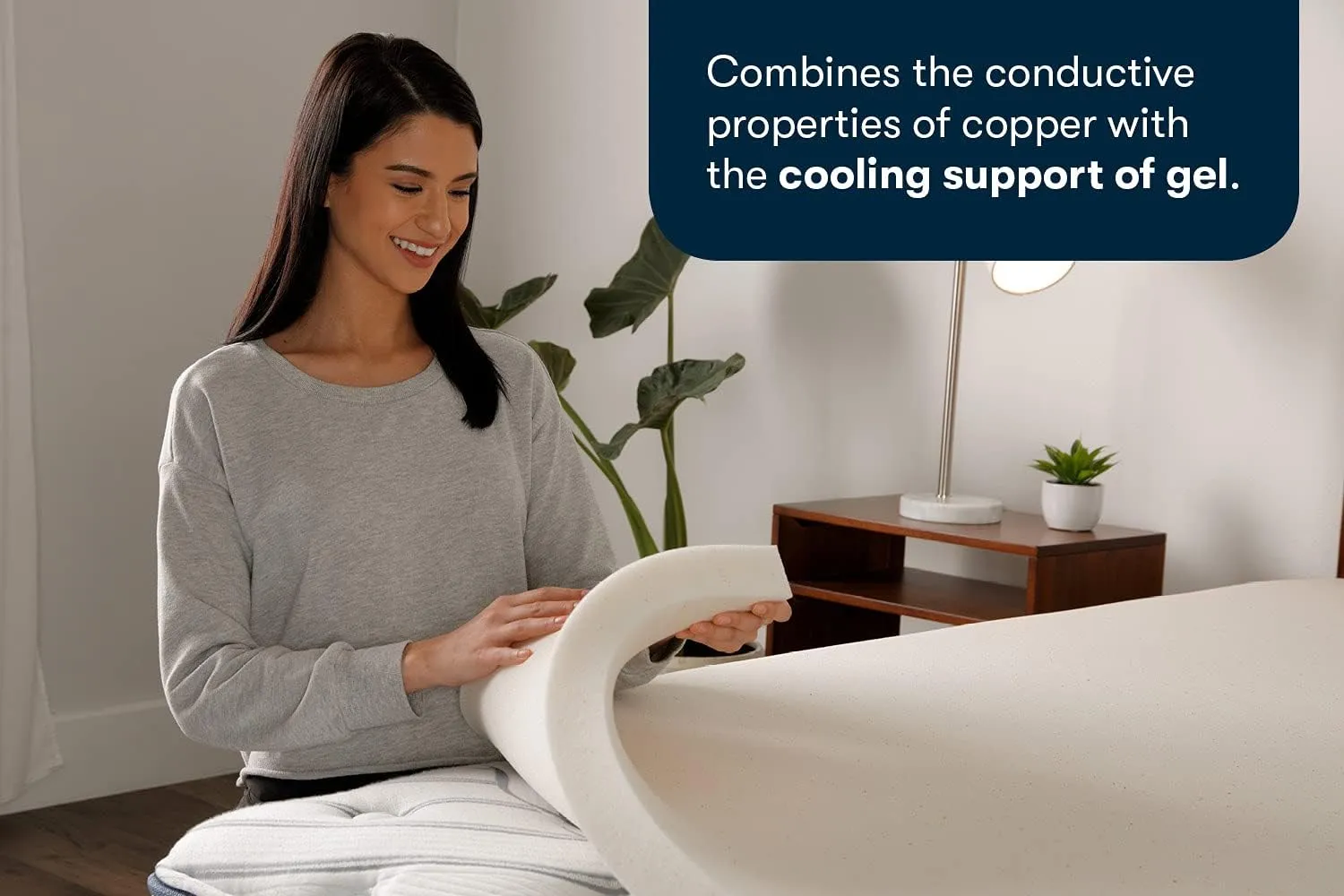 Serta CopperGel Cooling, Pressure-Relieving Memory Foam Mattress Topper, 2 Inch, California King