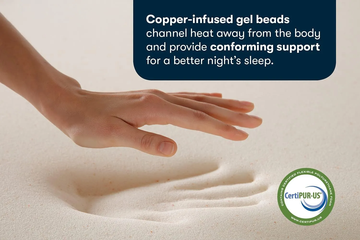 Serta CopperGel Cooling, Pressure-Relieving Memory Foam Mattress Topper, 2 Inch, California King