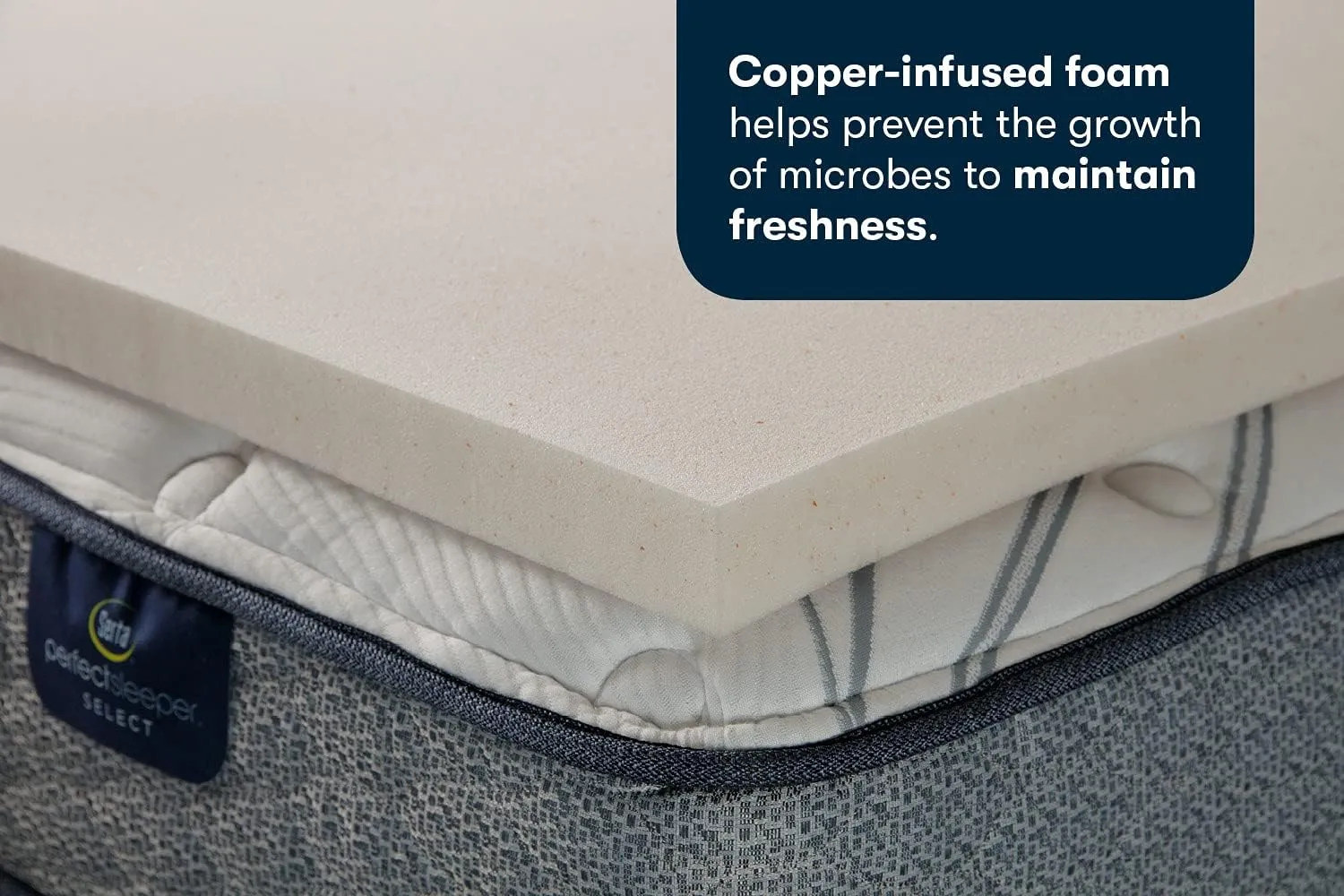 Serta CopperGel Cooling, Pressure-Relieving Memory Foam Mattress Topper, 2 Inch, King
