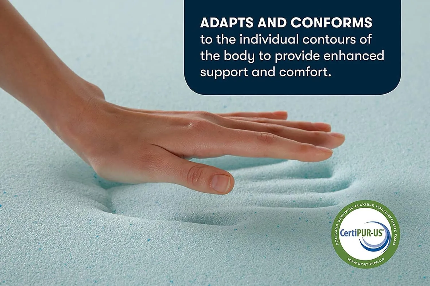 Serta ThermaGel Cooling, Pressure-Relieving Memory Foam Mattress Topper, 2 Inch, Full Blue