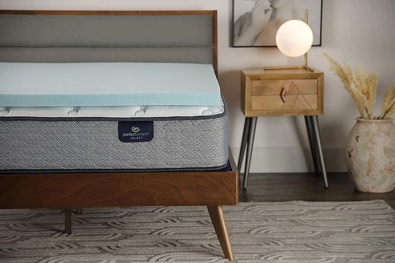 Serta ThermaGel Cooling, Pressure-Relieving Memory Foam Mattress Topper, 2 Inch, Full Blue