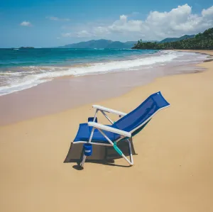 Shibumi Beach Chair. Anti-Rust Marine Grade Frame. 300lb Capacity. Weighs 8 Pounds. Adjustable Padded Backpack Straps. Breathable DreamWave Fabric.