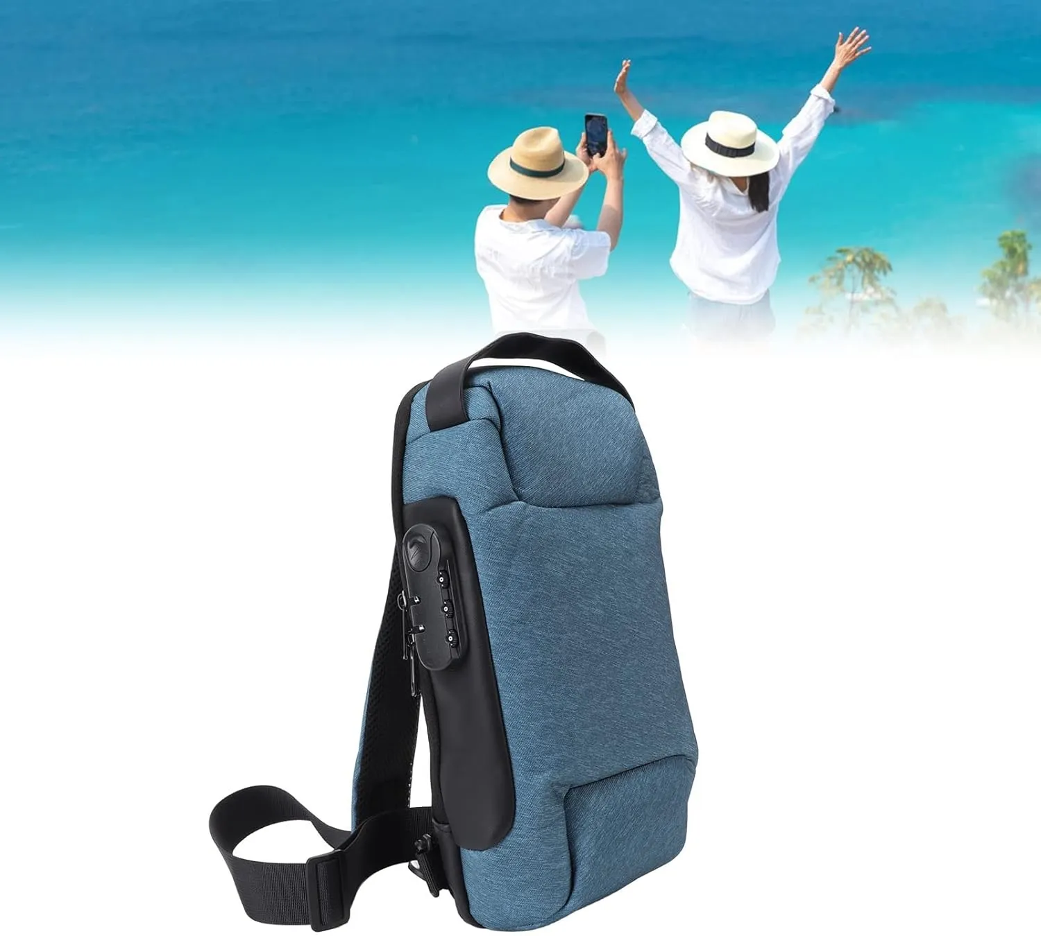Shoulder Backpack, Large Capacity Breathable Shoulder Backpack Soft Cushion Lockable Oxford Cloth Sling Bag Men Women Outdoor Travel (Army Green)