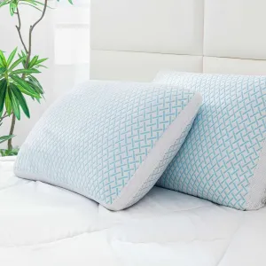 Shredded Memory Foam Cooling Soft Pillows Queen Size Set of 2, Adjustable Hypoallergenic Hotel Quality Pillow for Back, Stomach and Side Sleeper Sleeper, Bamboo Viscose Cover, Oeko-TEX Certified