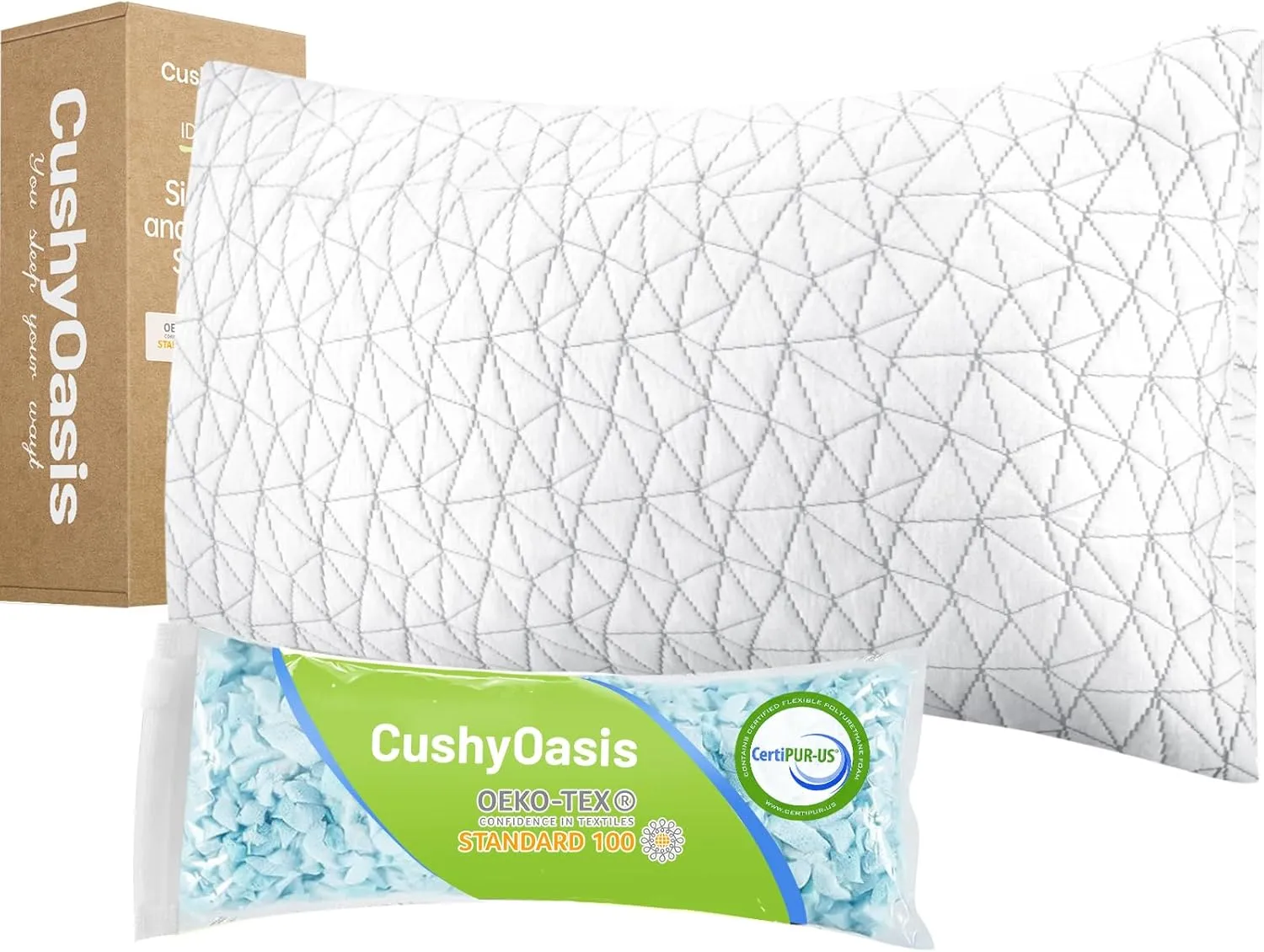 Shredded Memory Foam Pillows, Bed Pillows for Sleeping, King Size Pillows, Cooling Pillow, Stomach and Back Sleepers with Removable Washable Pillowcase (King*2)