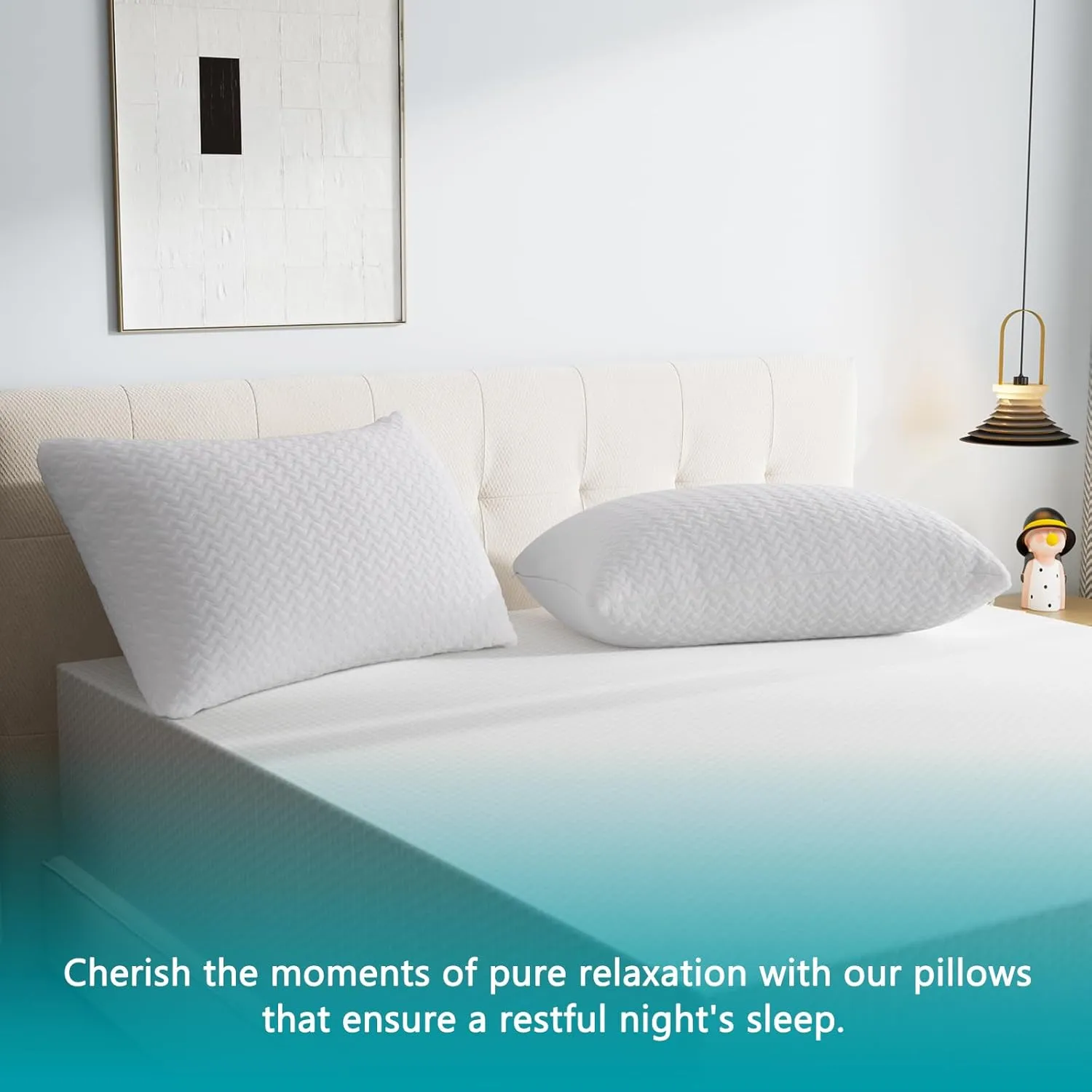 Shredded Memory Foam Pillows Cooling Bed Pillows 2 Pack, Pillows Queen Size Set of 2 for Sleeping, Support Soft for Side Back Stomach Sleepers, with Washable Cover, 20X30