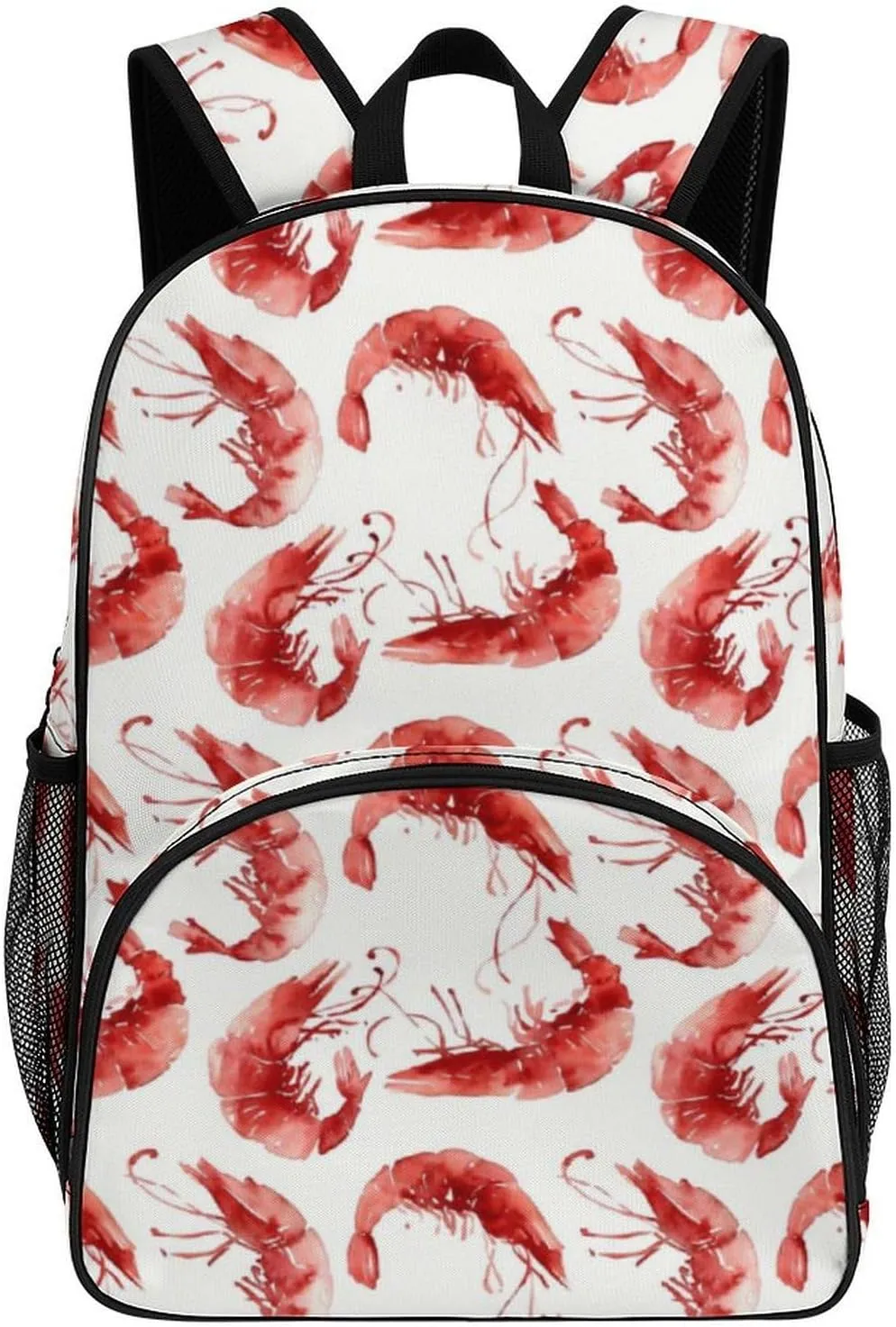 Shrimp Pattern Sea Food Backpack for Worker Teacher Business Hiking Travel Bag Shoulders Bag