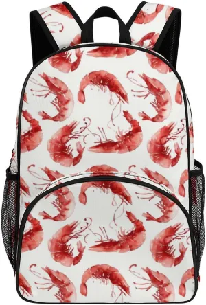 Shrimp Pattern Sea Food Backpack for Worker Teacher Business Hiking Travel Bag Shoulders Bag