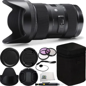 Sigma 18-35mm f/1.8 DC HSM Art Lens for Canon Bundle Includes Manufacturer Accessories   3 PC Filter Kit   Lens Cap   Lens Pen   Cap Keeper   Microfiber Cleaning Cloth