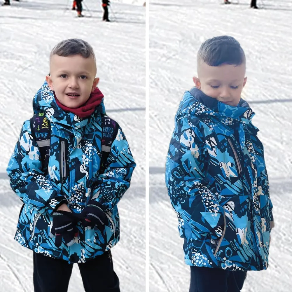 Simplee kids Boy Winter Coat Waterproof Ski Jacket Fleece Hooded Snow Warm Padded Raincoats