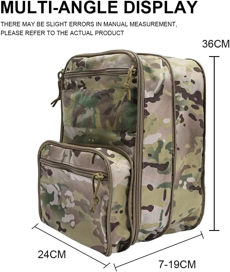 SINAIRSOFT Tactical Expandable Backpack Tactical Hydration Backpack Tactical MOLLE Flatpack D3 Carrier for Vest & Chest Rig (BK)