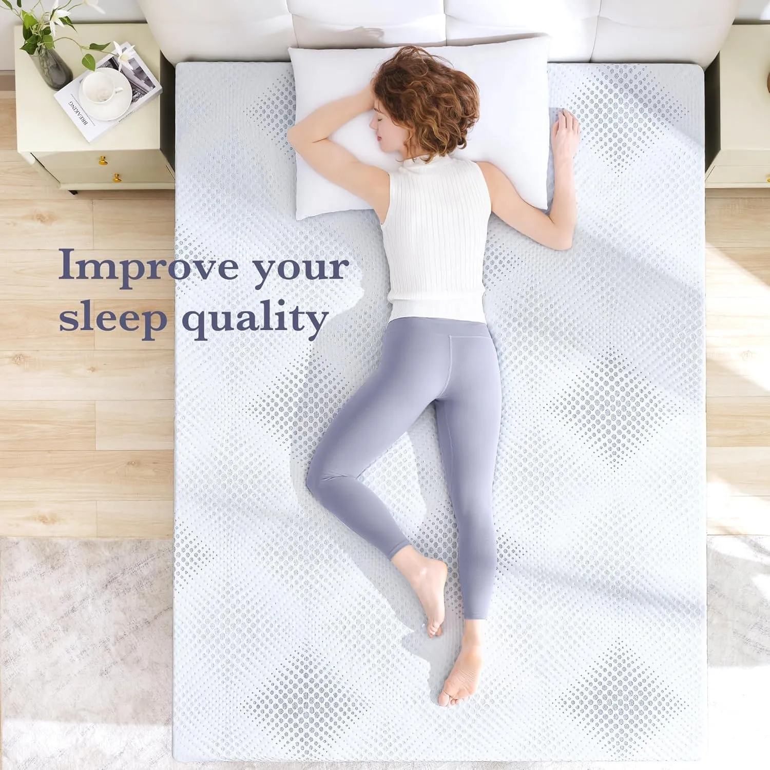 SINWEEK 3 Inch Gel Memory Foam Mattress Topper Queen Size, Ventilated Mattress Pad for Body Pressure Relief, Cooling Bed Topper with Breathable Soft Cover, CertiPUR-US Certified