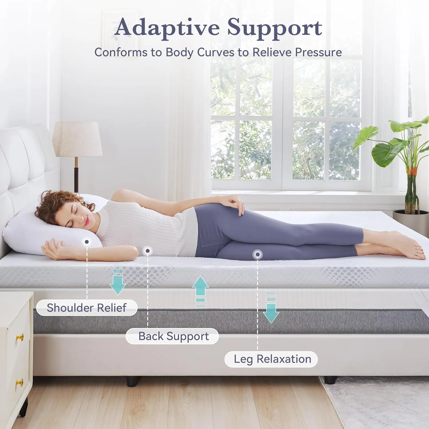 SINWEEK 3 Inch Gel Memory Foam Mattress Topper Queen Size, Ventilated Mattress Pad for Body Pressure Relief, Cooling Bed Topper with Breathable Soft Cover, CertiPUR-US Certified