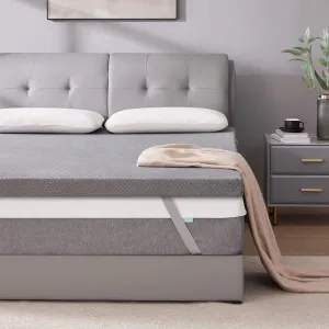 SINWEEK 3 Inch Gel Memory Foam Mattress Topper Twin Size, Pad for Back Pain, Bed Topper with Removable Soft Cover, CertiPUR-US Certified…,Grey