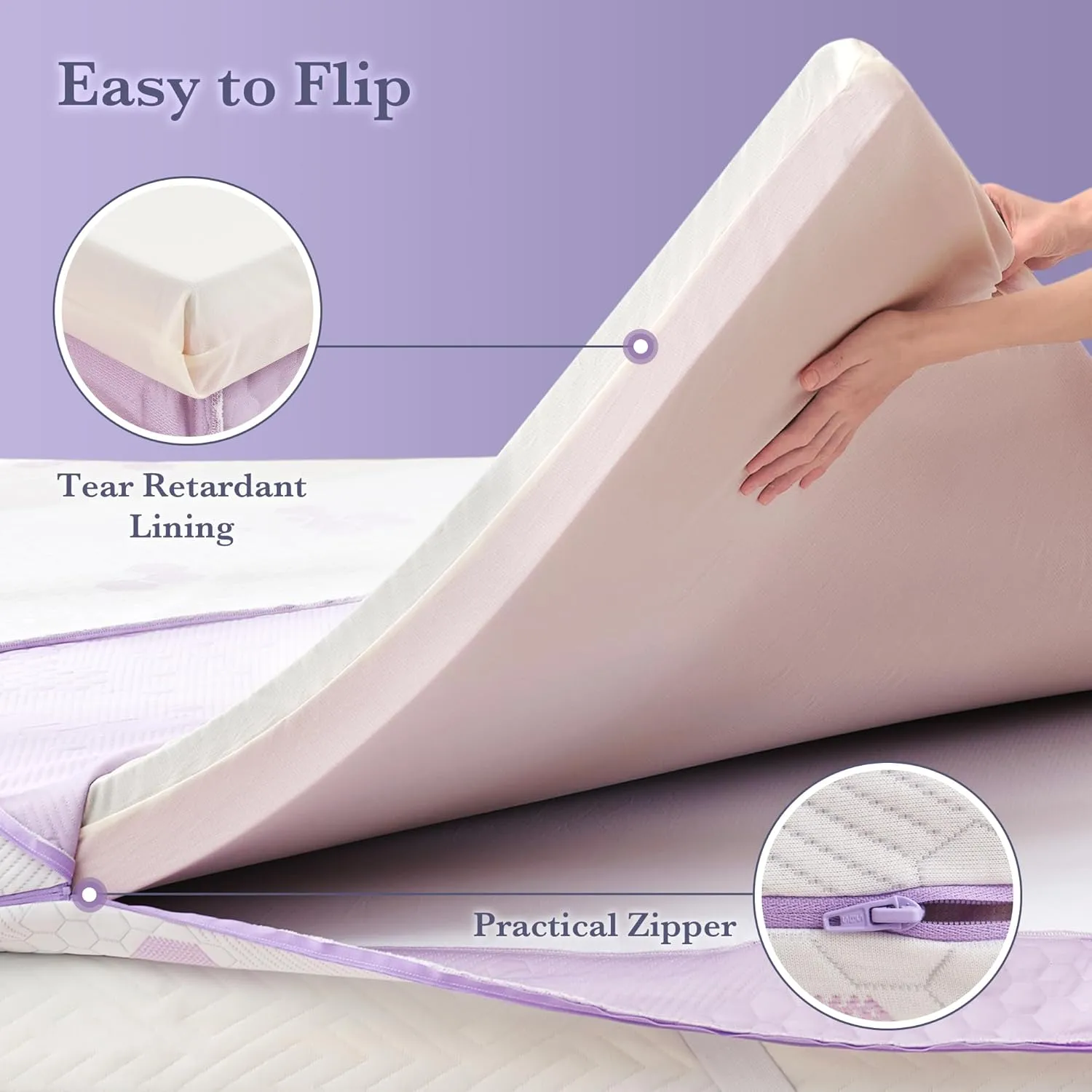 SINWEEK 3 inch Memory Foam Mattress Topper Twin XL Size, Soft to Extra Soft Flippable Mattress Pad for College Dorm Room, Cooling Gel Foam Bed Topper with Cover, CertiPUR-US Certified