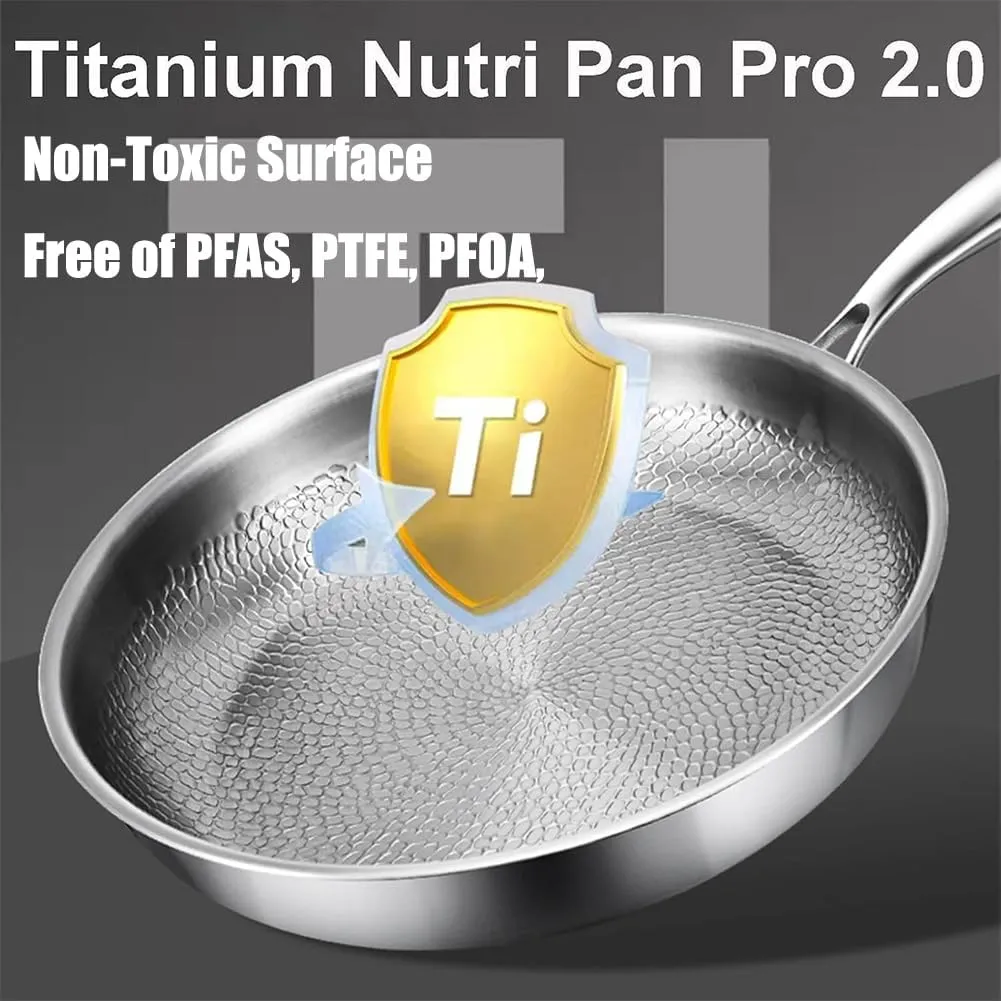 Siraat Pure Titanium Pan Hammered Pattern, Titanium Hammered Pan Pro, 2025 New Ultra-Durable Siraatskitchen Titaniums Pans, Multifunctional Pots and Pans Set Non Stick (11.81in* Without cover)
