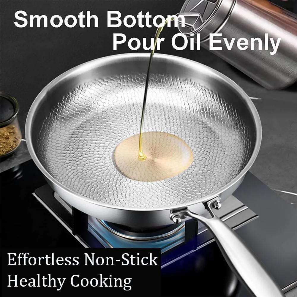 Siraat Pure Titanium Pan Hammered Pattern, Titanium Hammered Pan Pro, 2025 New Ultra-Durable Siraatskitchen Titaniums Pans, Multifunctional Pots and Pans Set Non Stick (11.81in* Without cover)