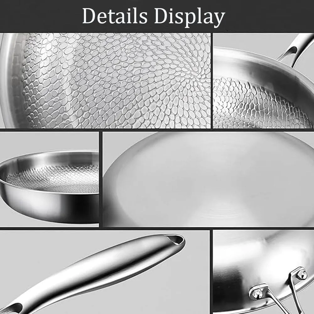 Siraat Pure Titanium Pan Hammered Pattern, Titanium Hammered Pan Pro, 2025 New Ultra-Durable Siraatskitchen Titaniums Pans, Multifunctional Pots and Pans Set Non Stick (11.81in* Without cover)