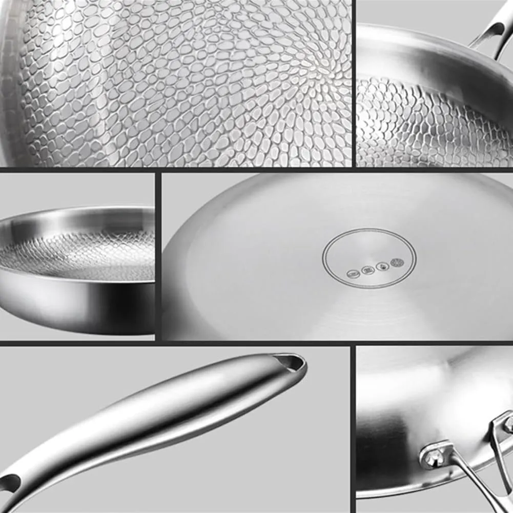 Siraatskitchen 2025 New Titanium Hammered Pan Pro, Pure Titanium Pro Cookware for Cooking, Scratch-Resistant Without Coating Non Stick Pan with Lid, Ultra-Durable Pure, Fast Even Heating 3-Layer(With