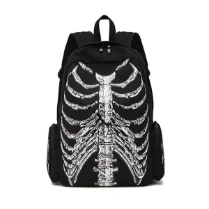 Skull Motif Fashion Canvas Backpack